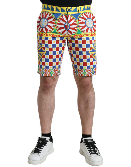 Dolce & Gabbana Mehrfarbige Carretto Print Herren Bermudashorts