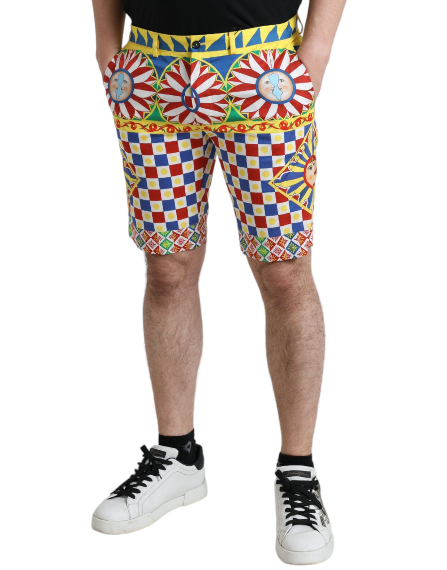Dolce & Gabbana Mehrfarbige Carretto Print Herren Bermudashorts