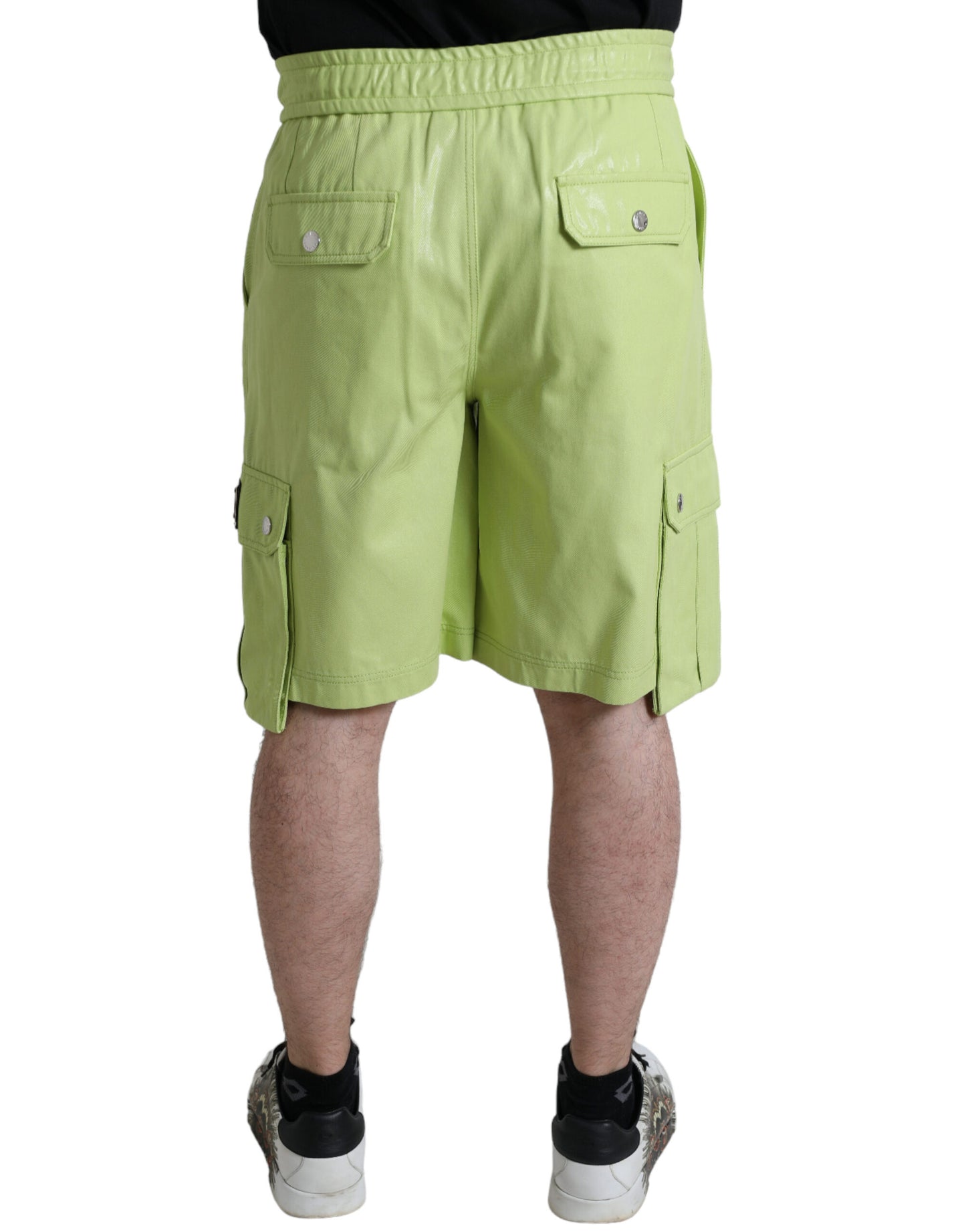 Dolce & Gabbana Hellgrüne Herren Cargo-Bermudashorts aus Baumwolle