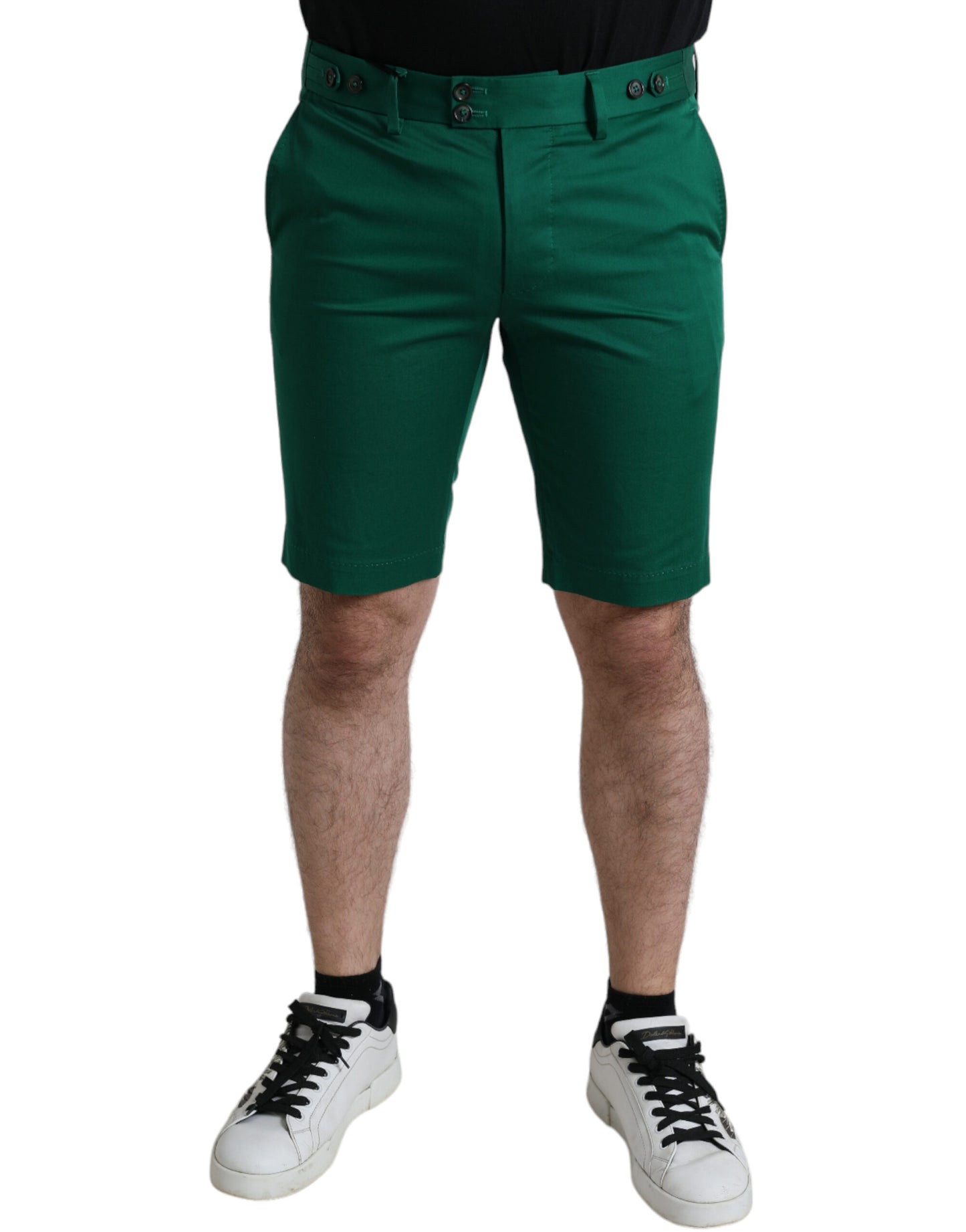 Dolce & Gabbana Deep Green Cotton Stretch Herren Bermuda Shorts