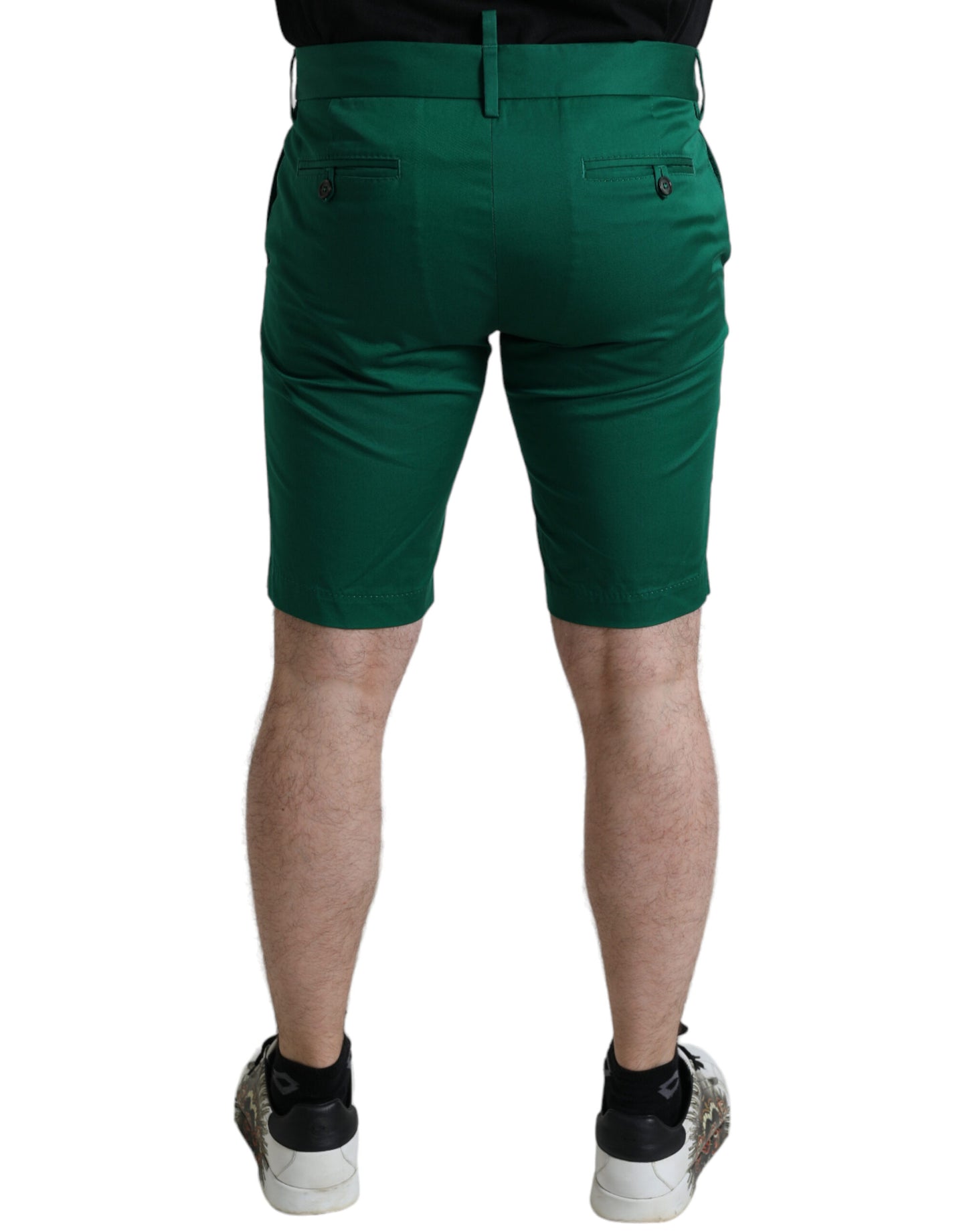 Dolce & Gabbana Deep Green Cotton Stretch Herren Bermuda Shorts