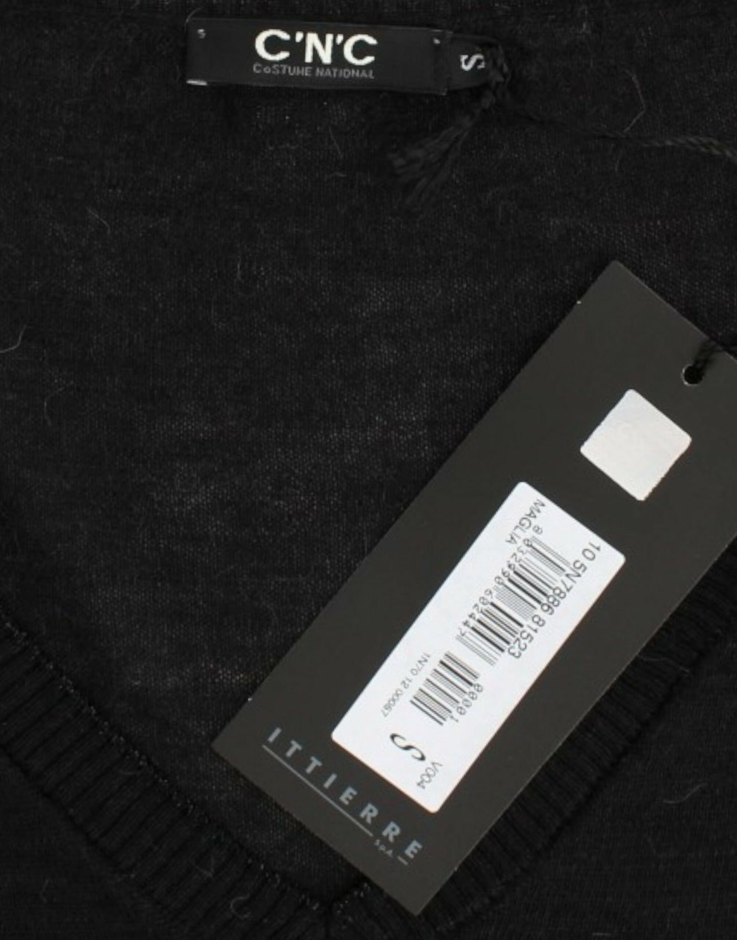 Costume National Leichter schwarzer Pullover mit V-Ausschnitt