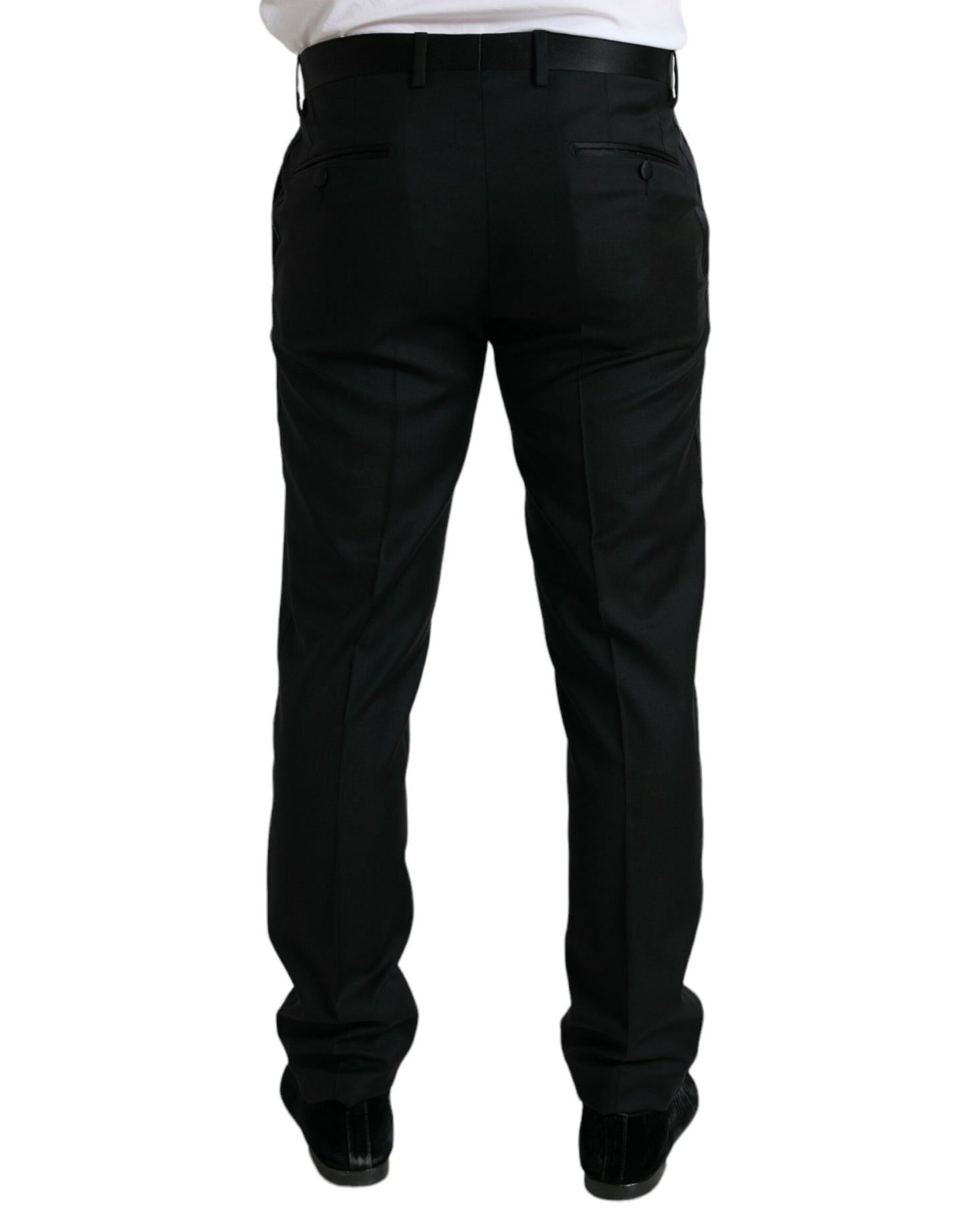 Dolce & Gabbana Schwarze Wolle Slim Fit Formal Trouser Dress Pants