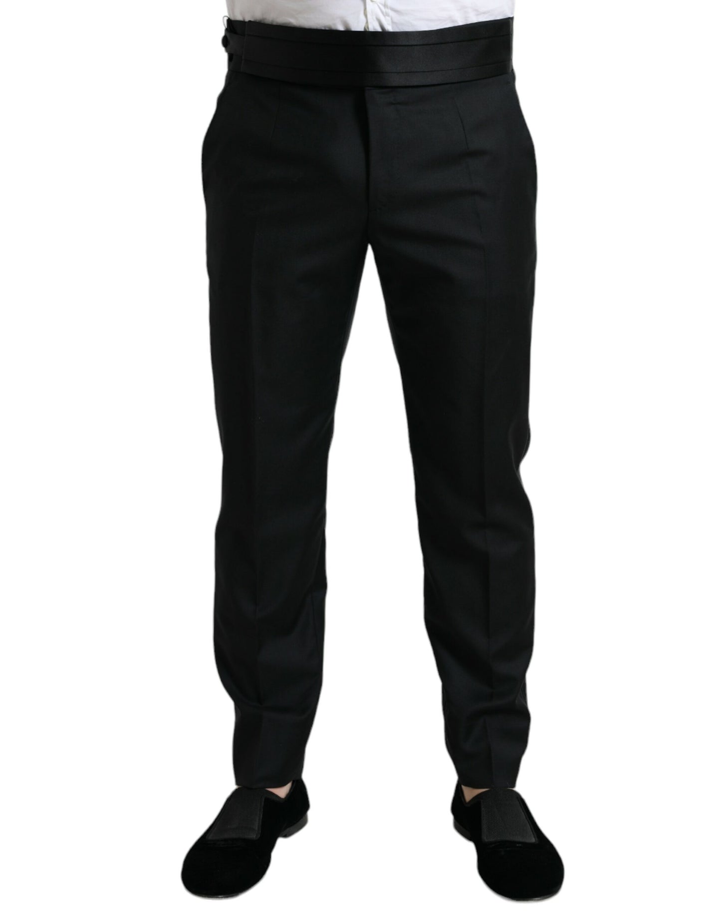 Dolce & Gabbana Schwarze Wolle Slim Fit Formal Trouser Dress Pants