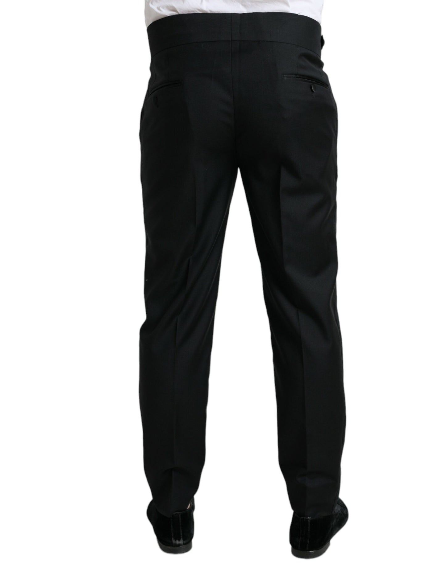 Dolce & Gabbana Schwarze Wolle Slim Fit Formal Trouser Dress Pants