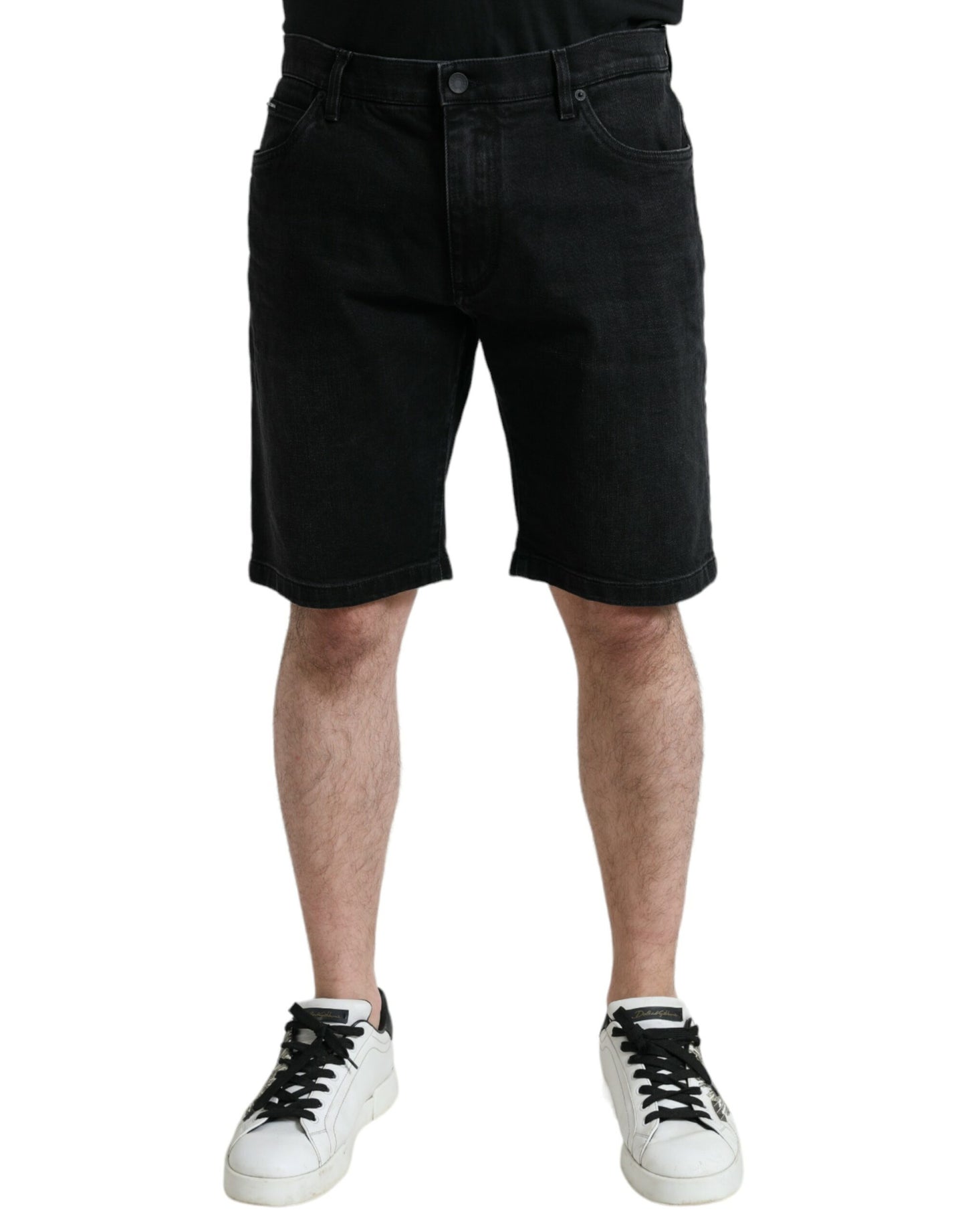 Dolce & Gabbana Schwarze Baumwoll-Stretch-Bermuda-Denim-Shorts