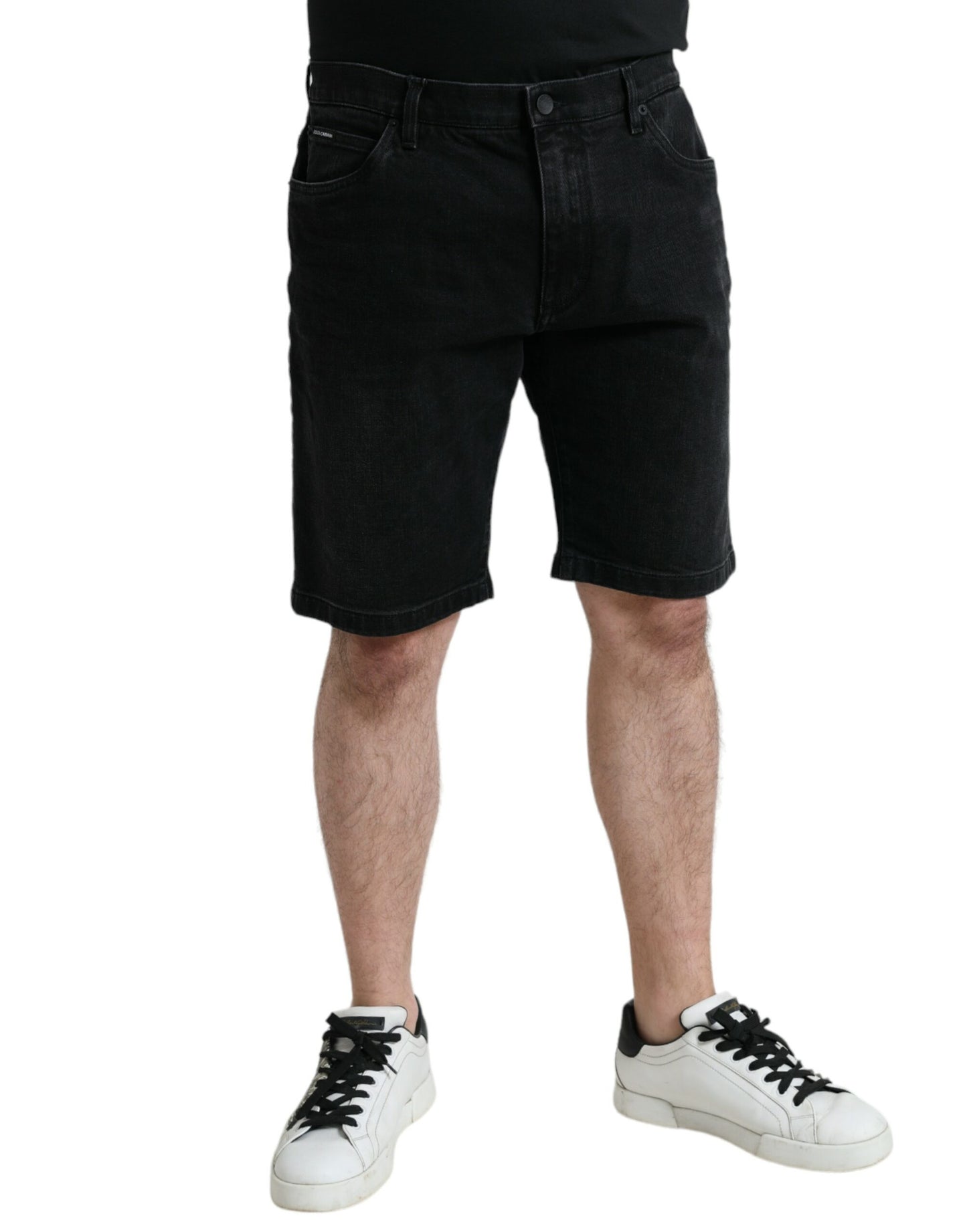 Dolce & Gabbana Schwarze Baumwoll-Stretch-Bermuda-Denim-Shorts