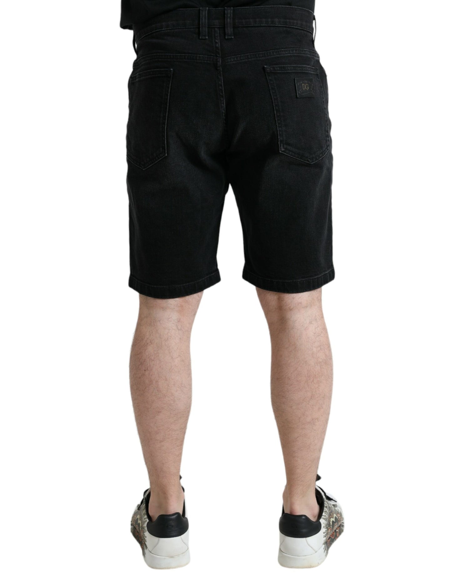 Dolce & Gabbana Schwarze Baumwoll-Stretch-Bermuda-Denim-Shorts