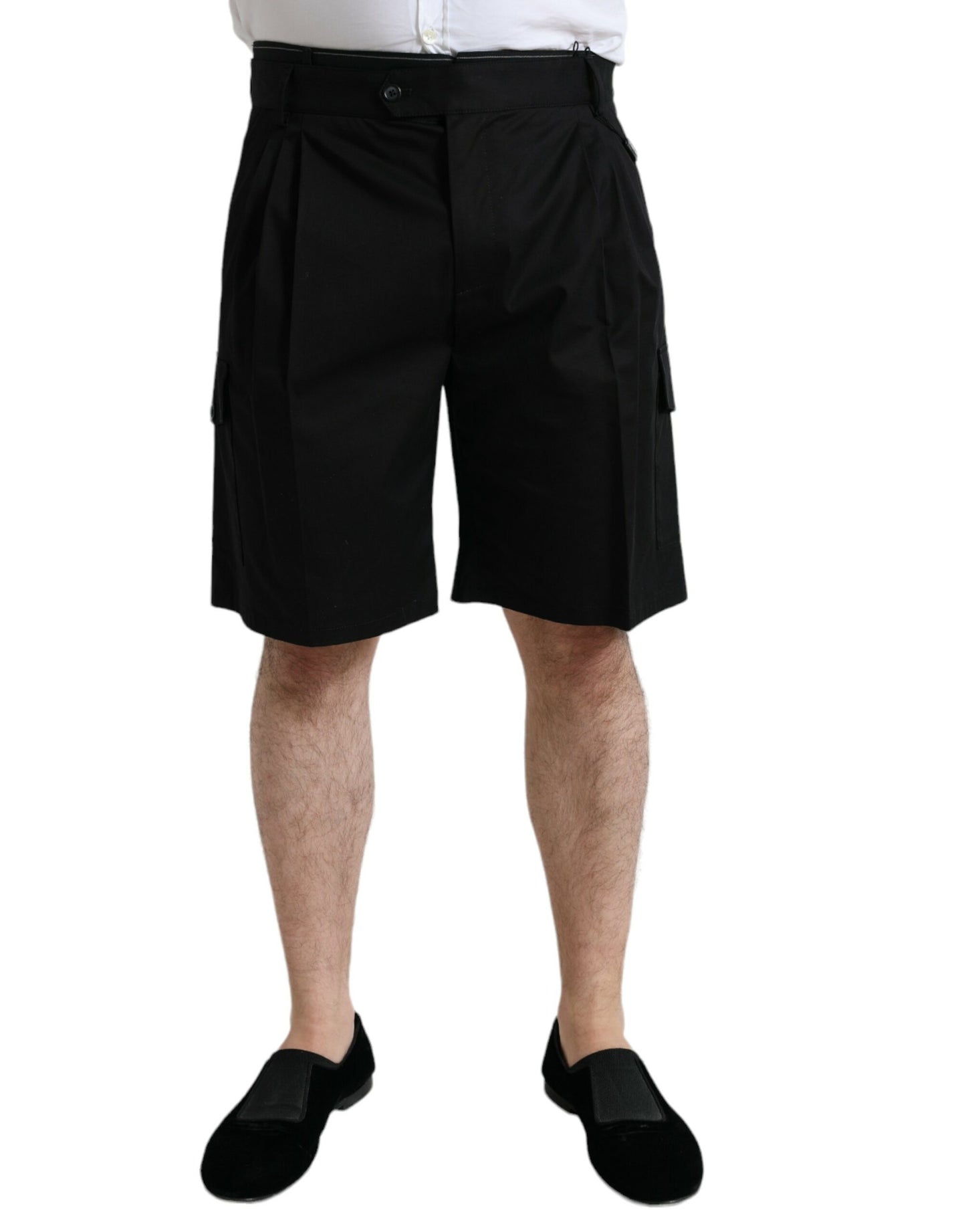 Dolce & Gabbana Schwarze Cargo-Bermuda-Shorts aus Baumwoll-Stretch