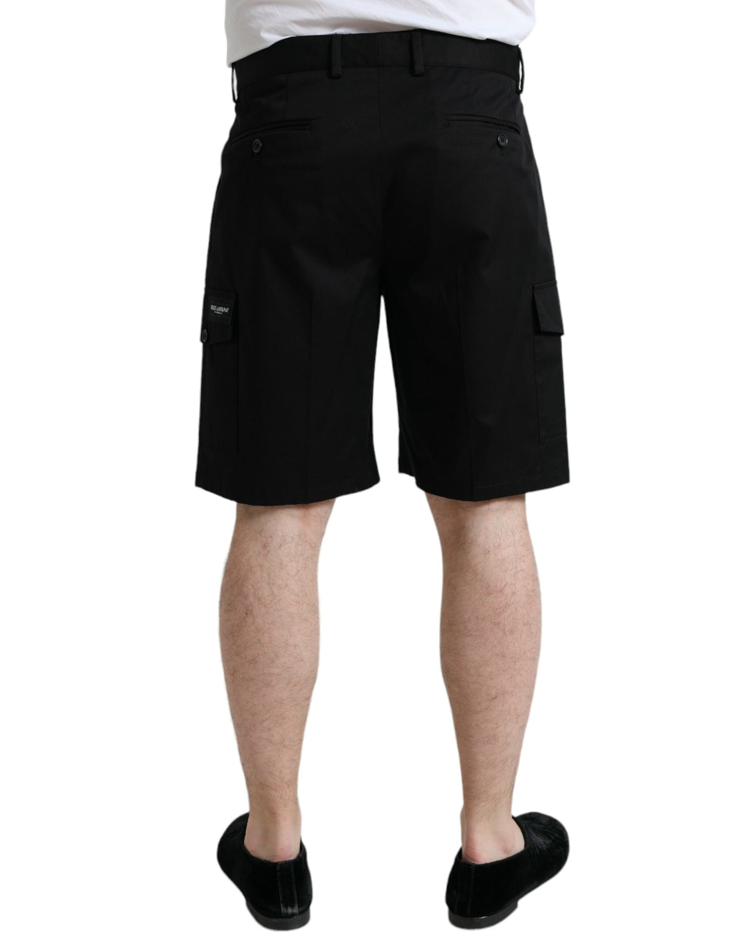 Dolce & Gabbana Schwarze Cargo-Bermuda-Shorts aus Baumwoll-Stretch
