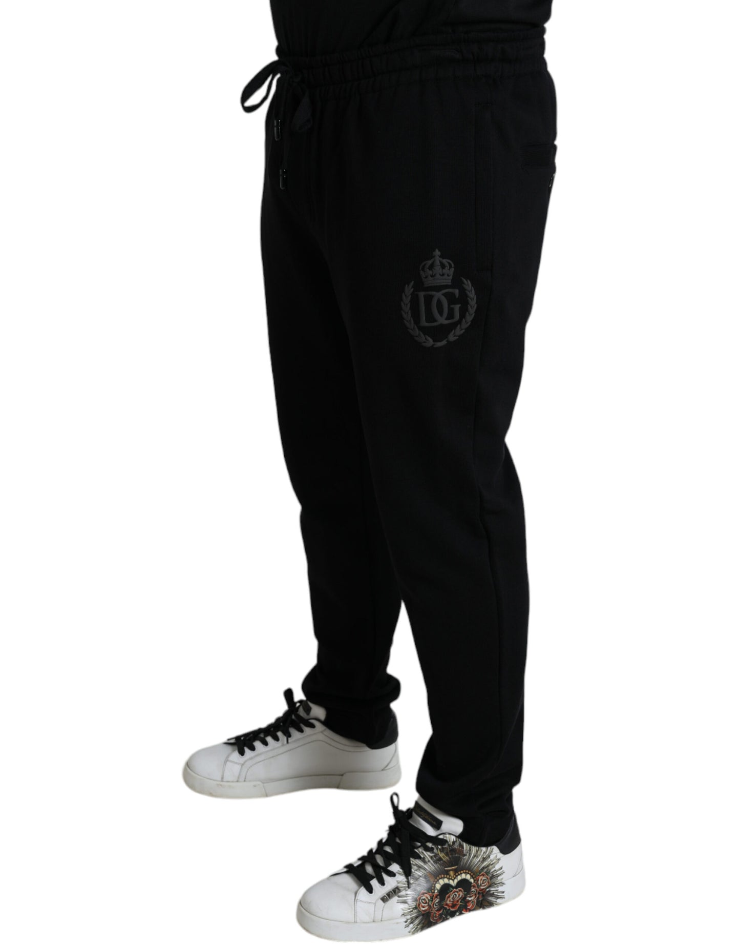 Dolce & Gabbana Schwarze DG Logo Skinny Jogger-Sweatpants Hose