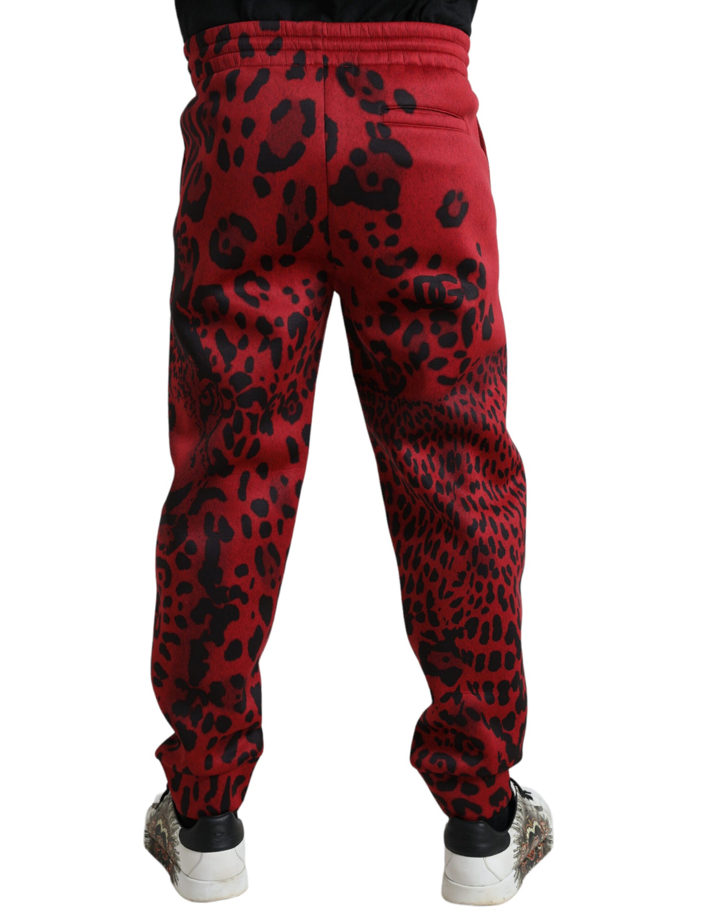 Dolce & Gabbana Rot-Schwarz-Leopard Stretch-Jogger-Hose
