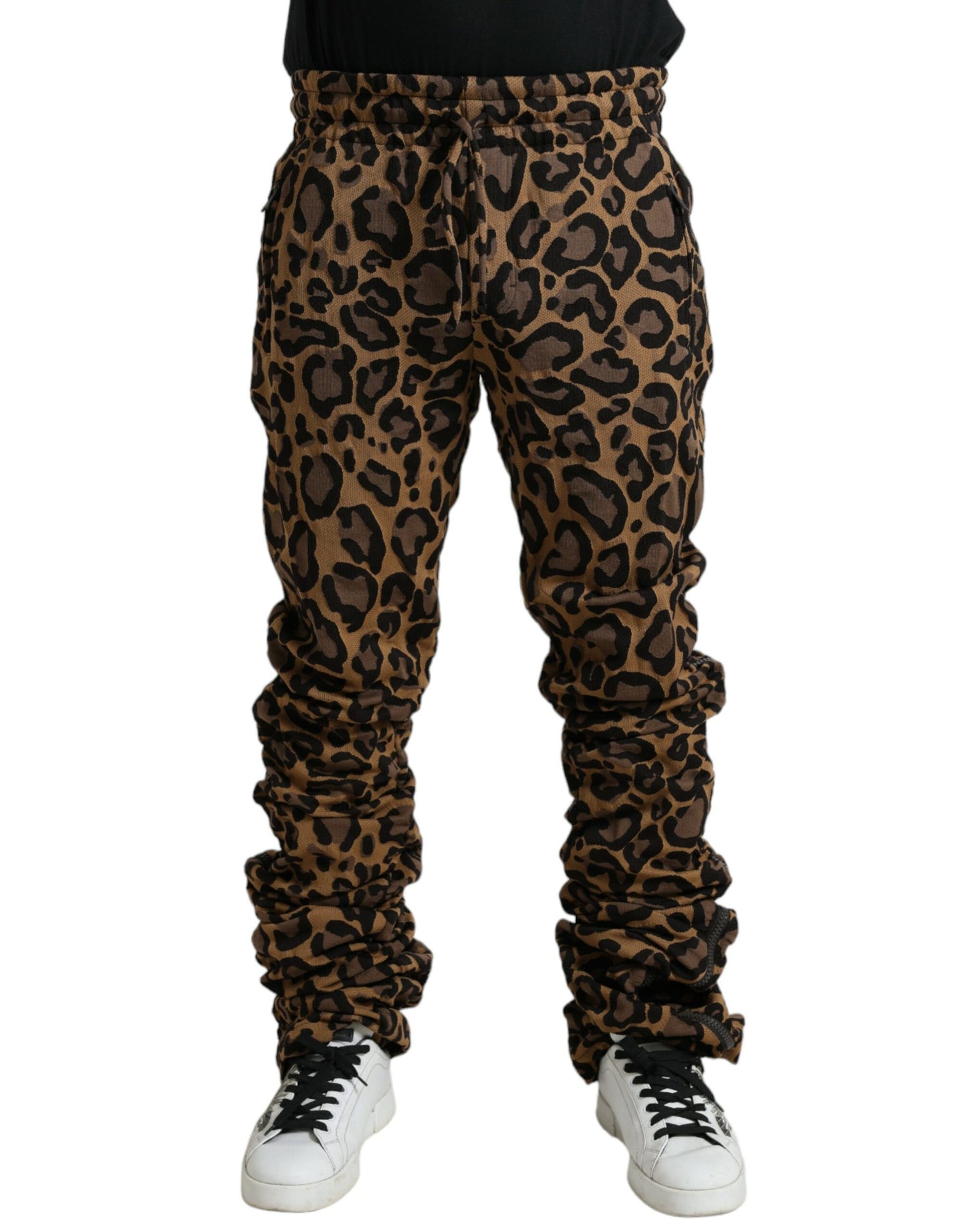 Dolce & Gabbana Braune Leopard-Jacquard-Joggerhose