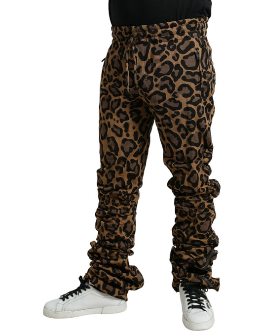 Dolce & Gabbana Braune Leopard-Jacquard-Joggerhose