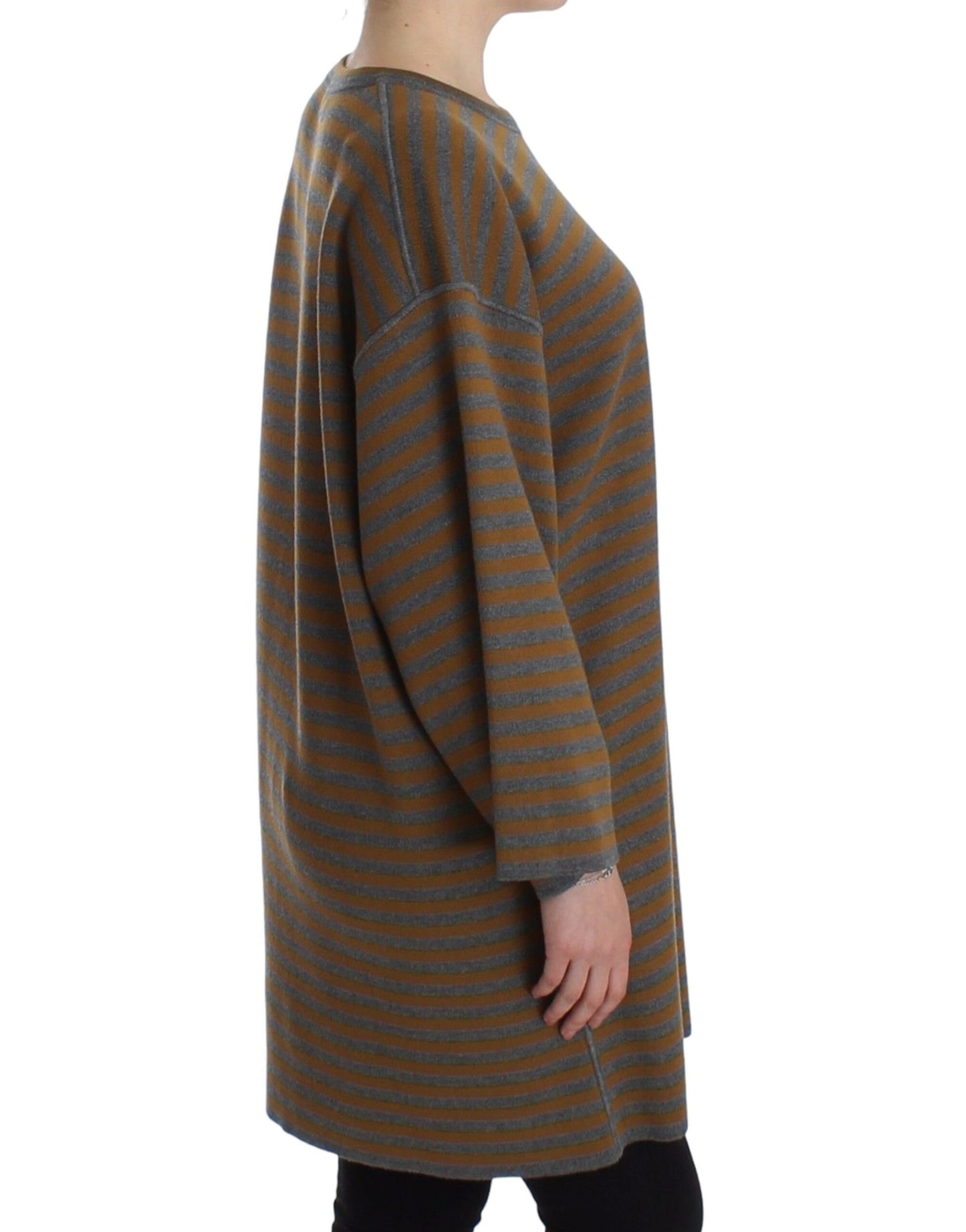 Dolce & Gabbana Übergroßes grau-gelb gestreiftes Pullover-Top