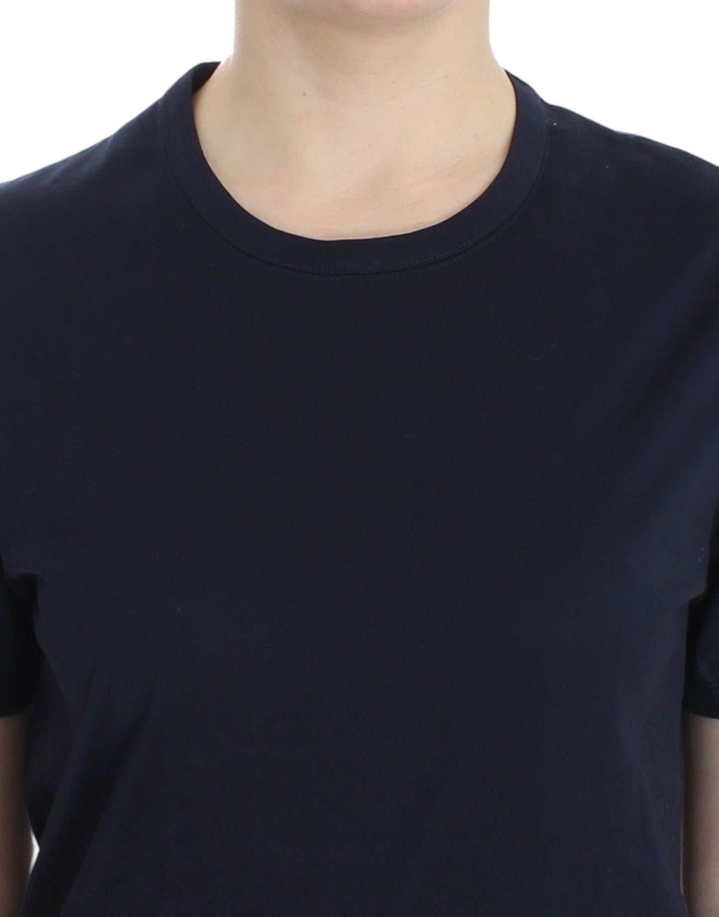 Ermanno Scervino Lingerie Blaues Logo-T-Shirt mit Rundhalsausschnitt aus Baumwolle