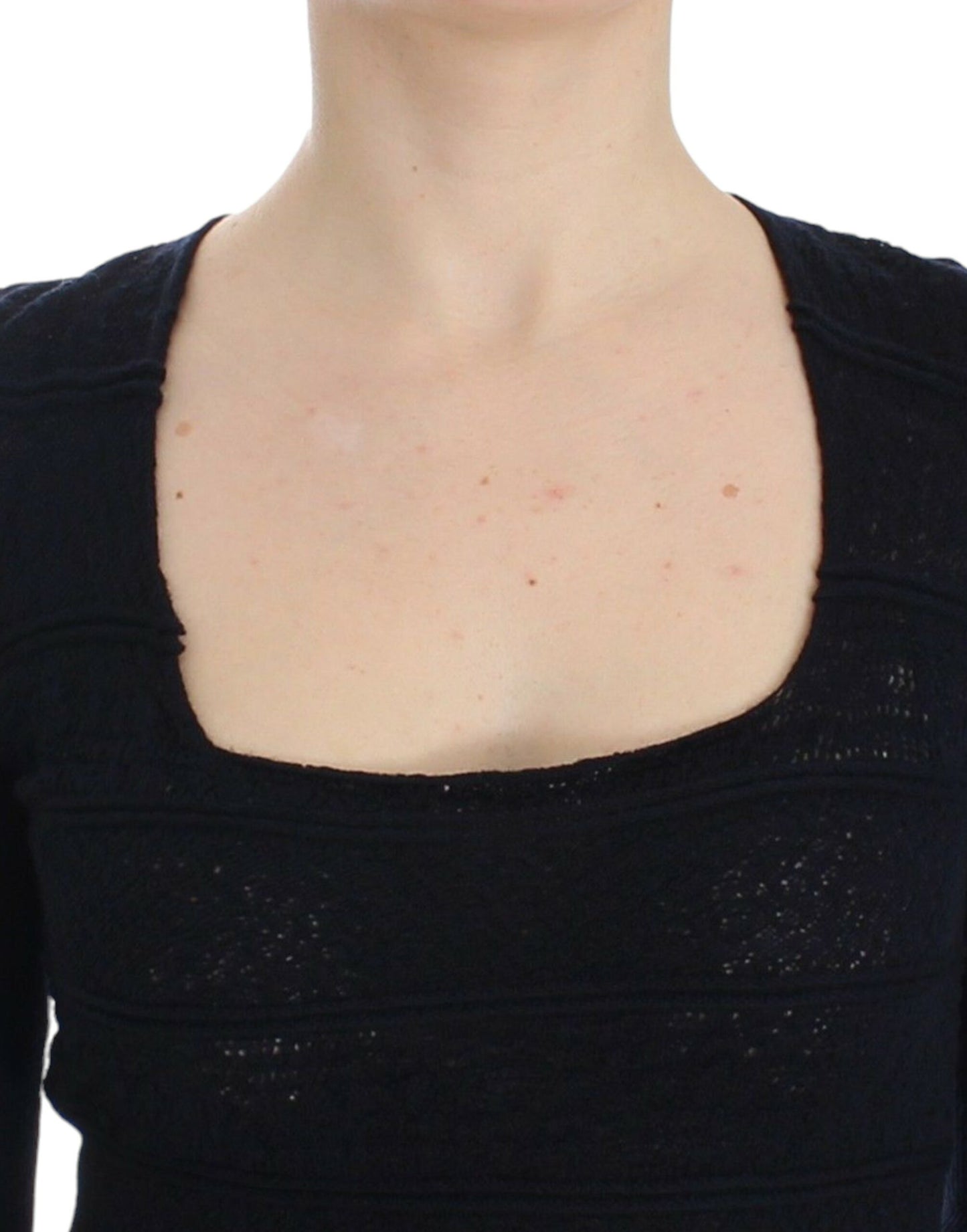 Ermanno Scervino Blaues Pullover-Oberteil aus gestrickter Stretch-Wolle