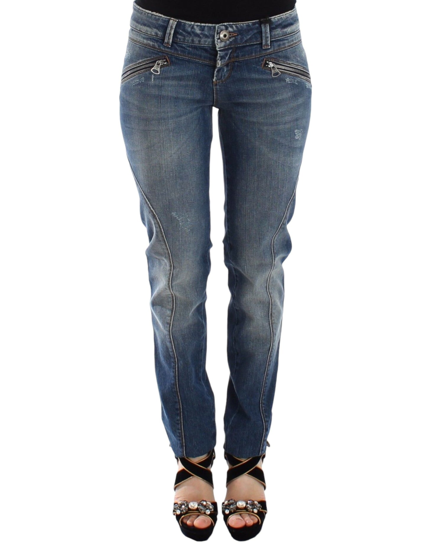 Ermanno Scervino Blaue Slim Jeans Denim-Hosen Straight Stretch