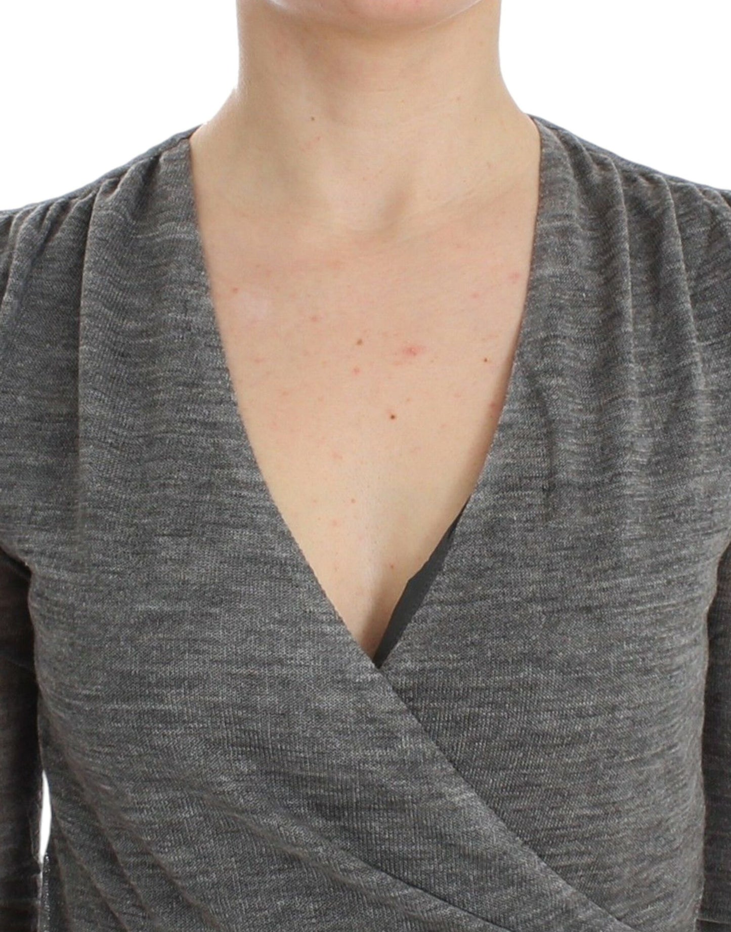 Ermanno Scervino Grauer langärmeliger Pullover aus Wollmischung