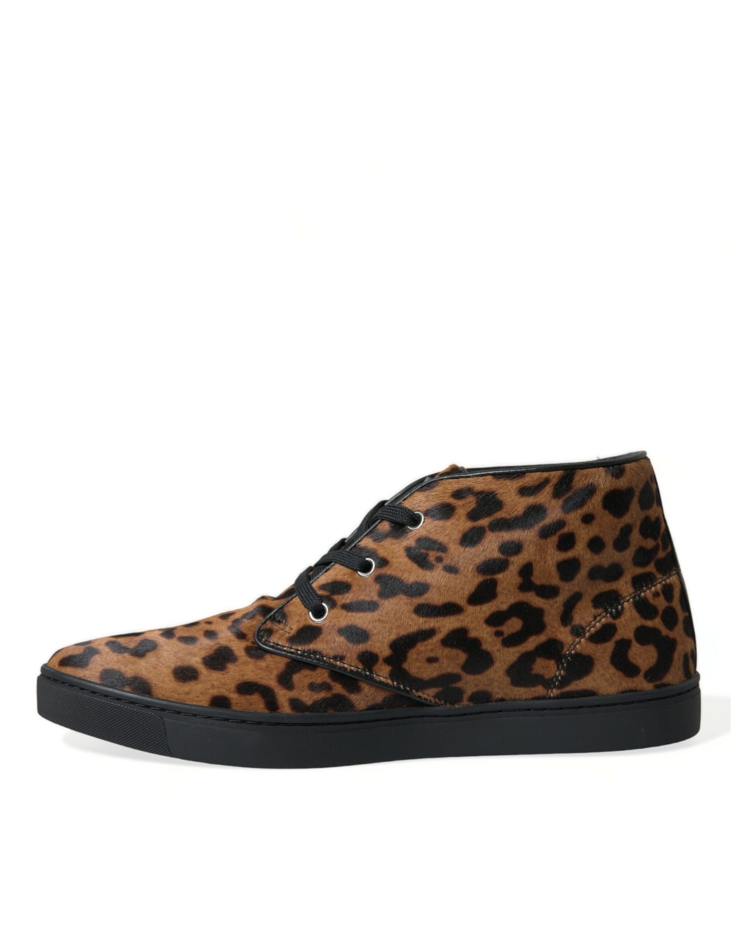 Dolce & Gabbana Braun Leopard Pony Haar Leder Turnschuhe Schuhe