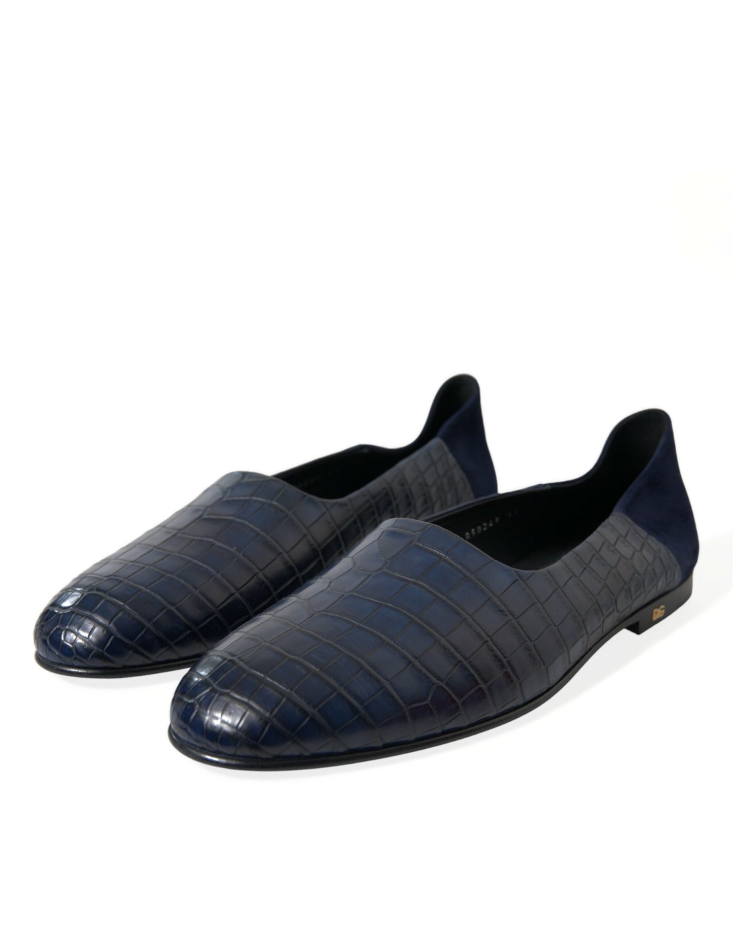 Dolce & Gabbana Blaue Krokodilleder Loafer Slip On Schuhe