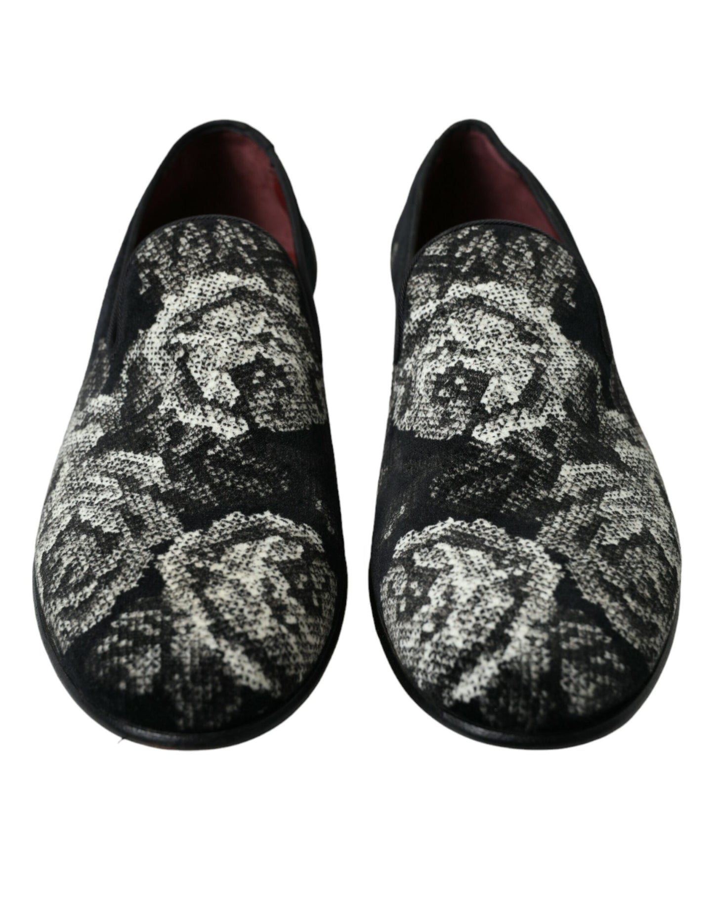 Dolce & Gabbana Schwarz Floral Hausschuhe Männer Loafers Kleid Schuhe