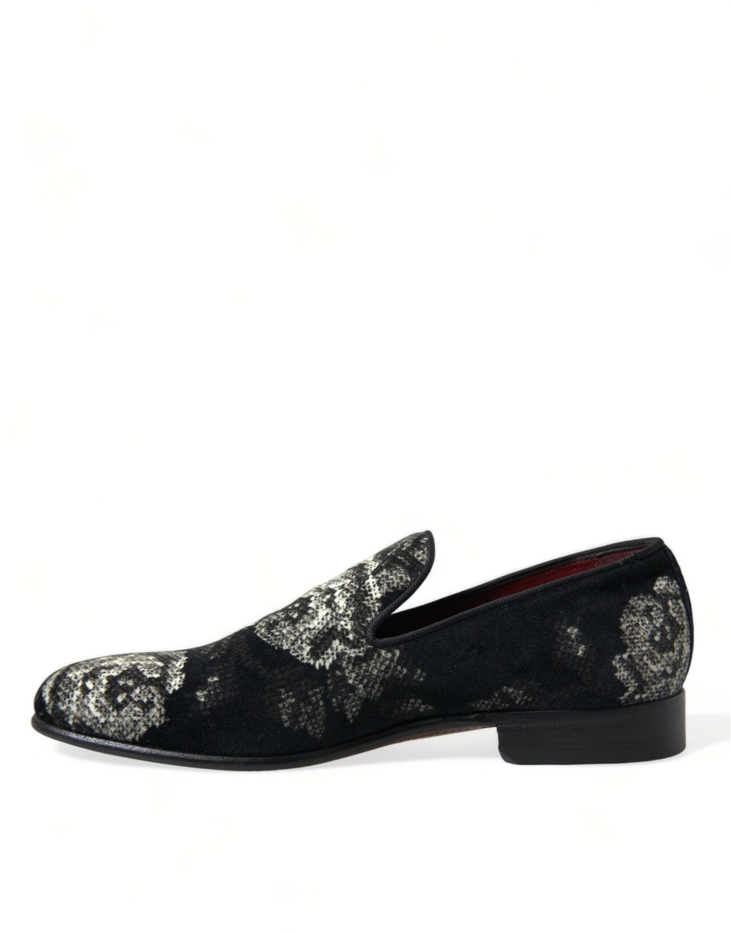 Dolce & Gabbana Schwarz Floral Hausschuhe Männer Loafers Kleid Schuhe