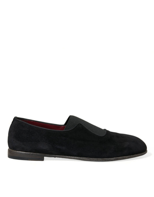 Dolce & Gabbana Schwarz RUNWAY Velour AMALFI Loafers Schuhe