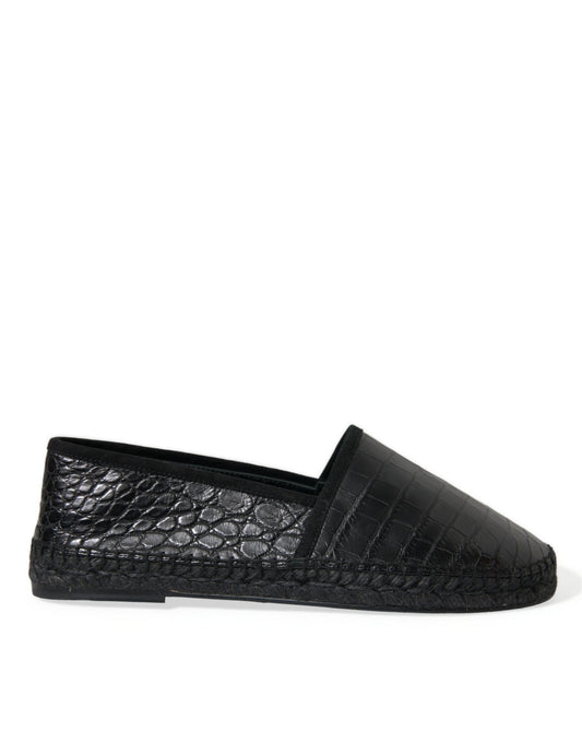 Dolce & Gabbana Schwarze Exotische Leder Espadrilles Slip On Schuhe