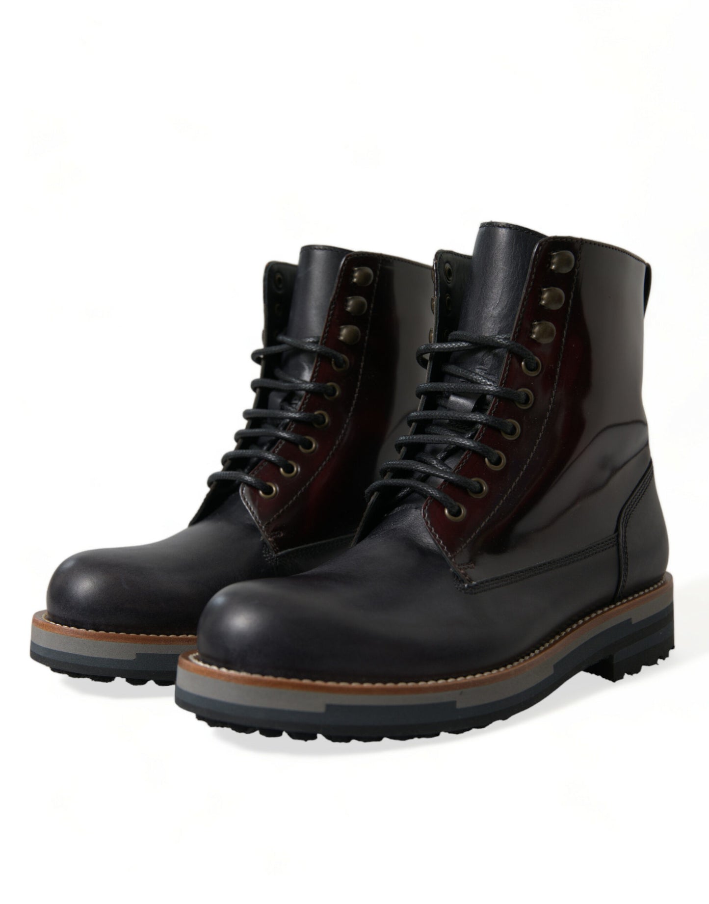 Dolce & Gabbana Schwarzes Leder Militär Kampfstiefel Schuhe