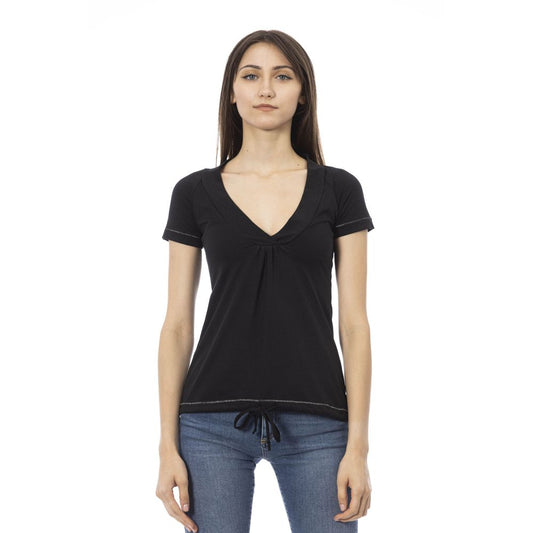Trussardi Action Schwarzes Baumwoll-T-Shirt für Damen