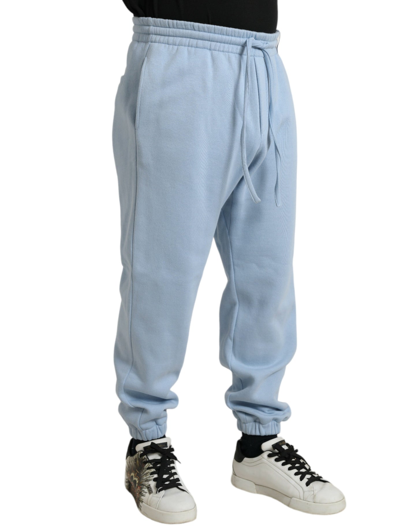 Dolce & Gabbana Hellblaue Baumwoll-Sweatpants Männer Jogger-Hosen