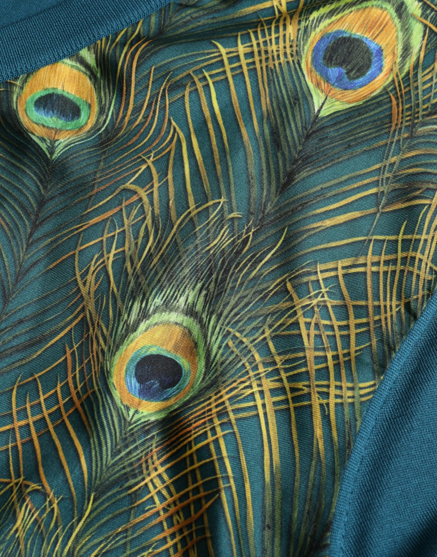 Dolce & Gabbana Grüner Pfauenfeder Pullover