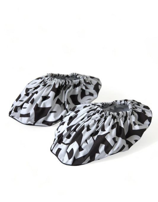 Dolce & Gabbana Weiß Logo Print Nylon Slip On Flats Schuhe