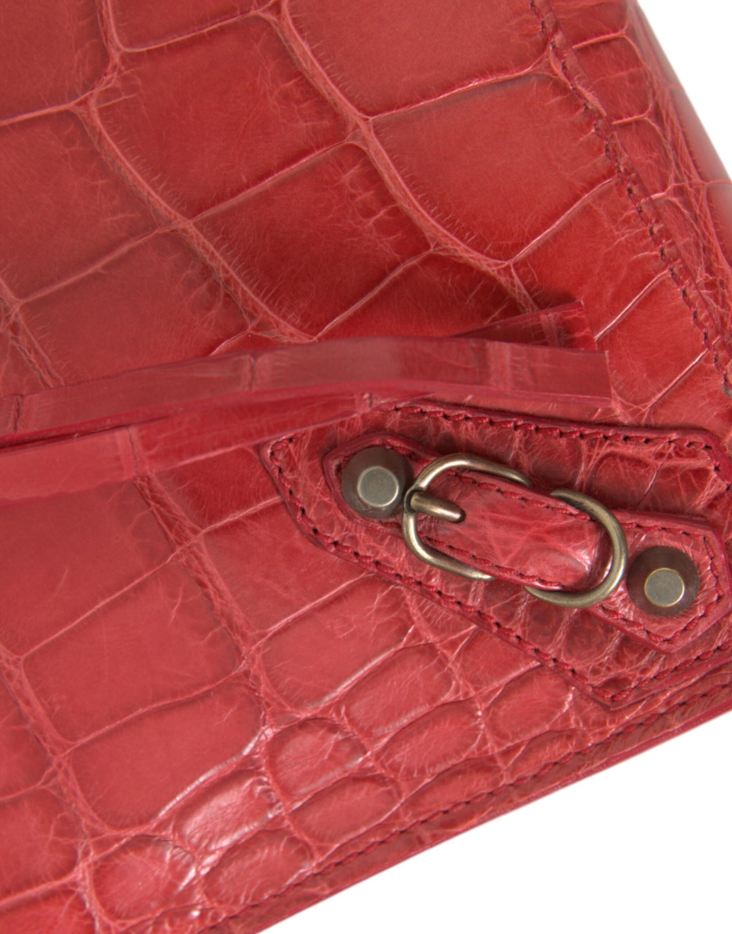 Balenciaga Rote exotische Haut Leder Classic Pouch Geldbörse Handgelenk Tasche