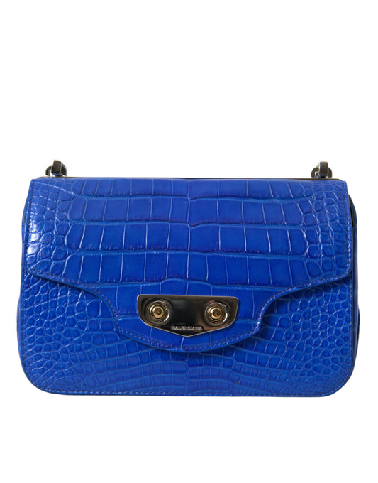 Balenciaga Blaue Exotische Leder Neo Klassische Geldbörse Umhängetasche Handtasche