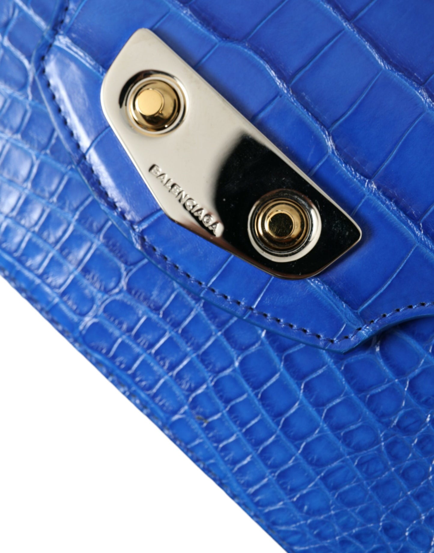 Balenciaga Blaue Exotische Leder Neo Klassische Geldbörse Umhängetasche Handtasche