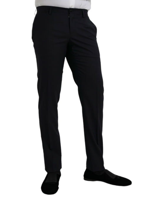 Dolce & Gabbana Dunkelblaue Wolle Slim Fit Formal Hose