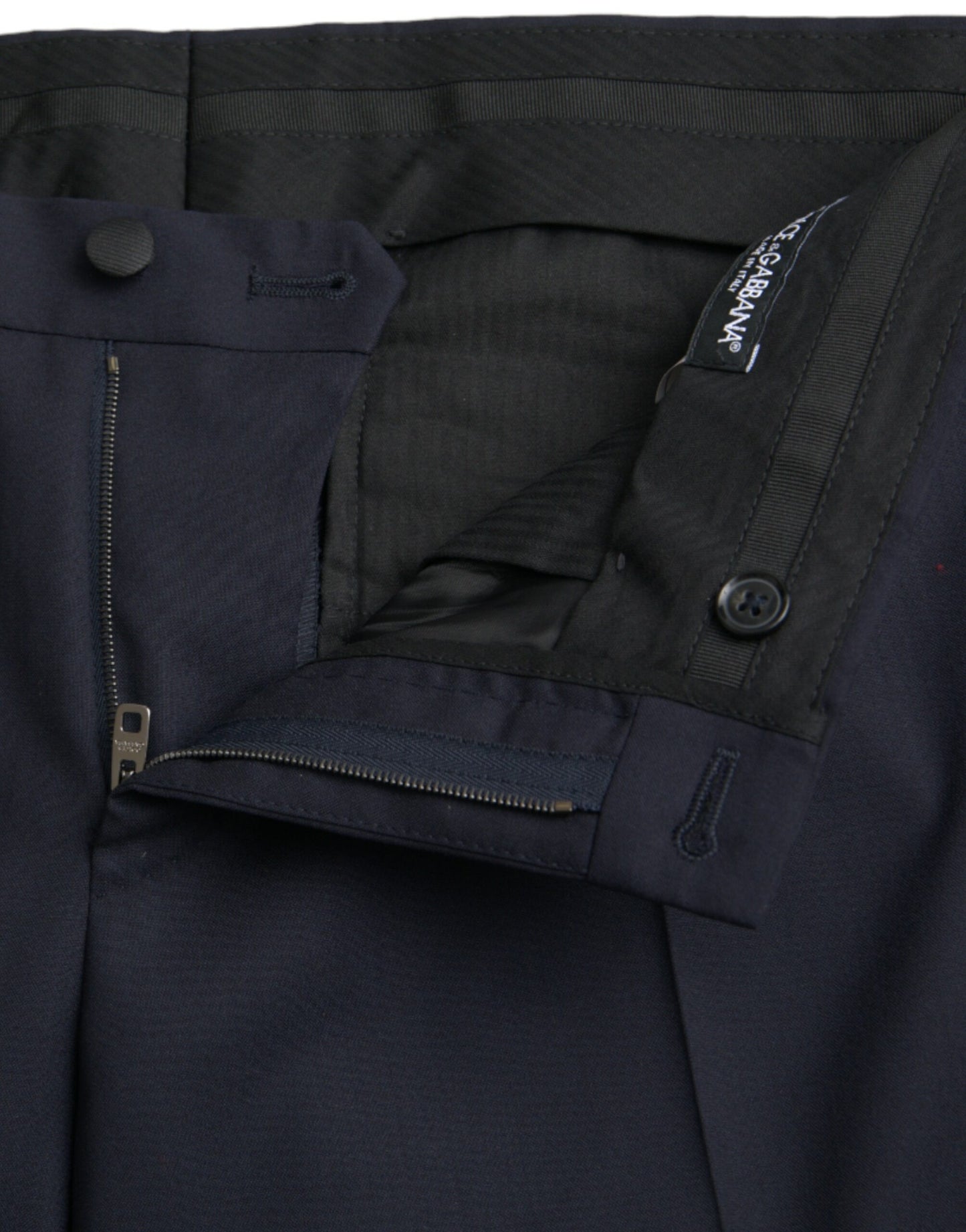 Dolce & Gabbana Dunkelblaue Wolle Slim Fit Formal Hose