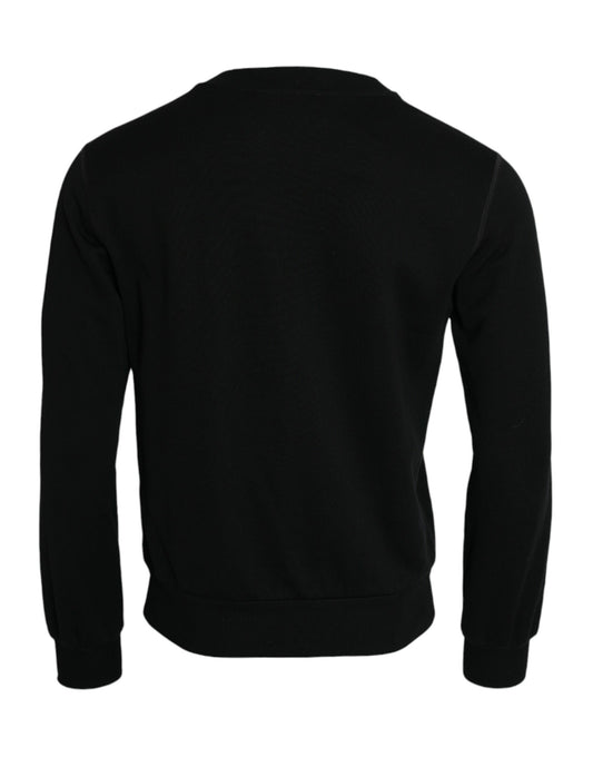 Dolce & Gabbana Schwarzes Baumwoll-Sweatshirt mit langen Ärmeln Pullover