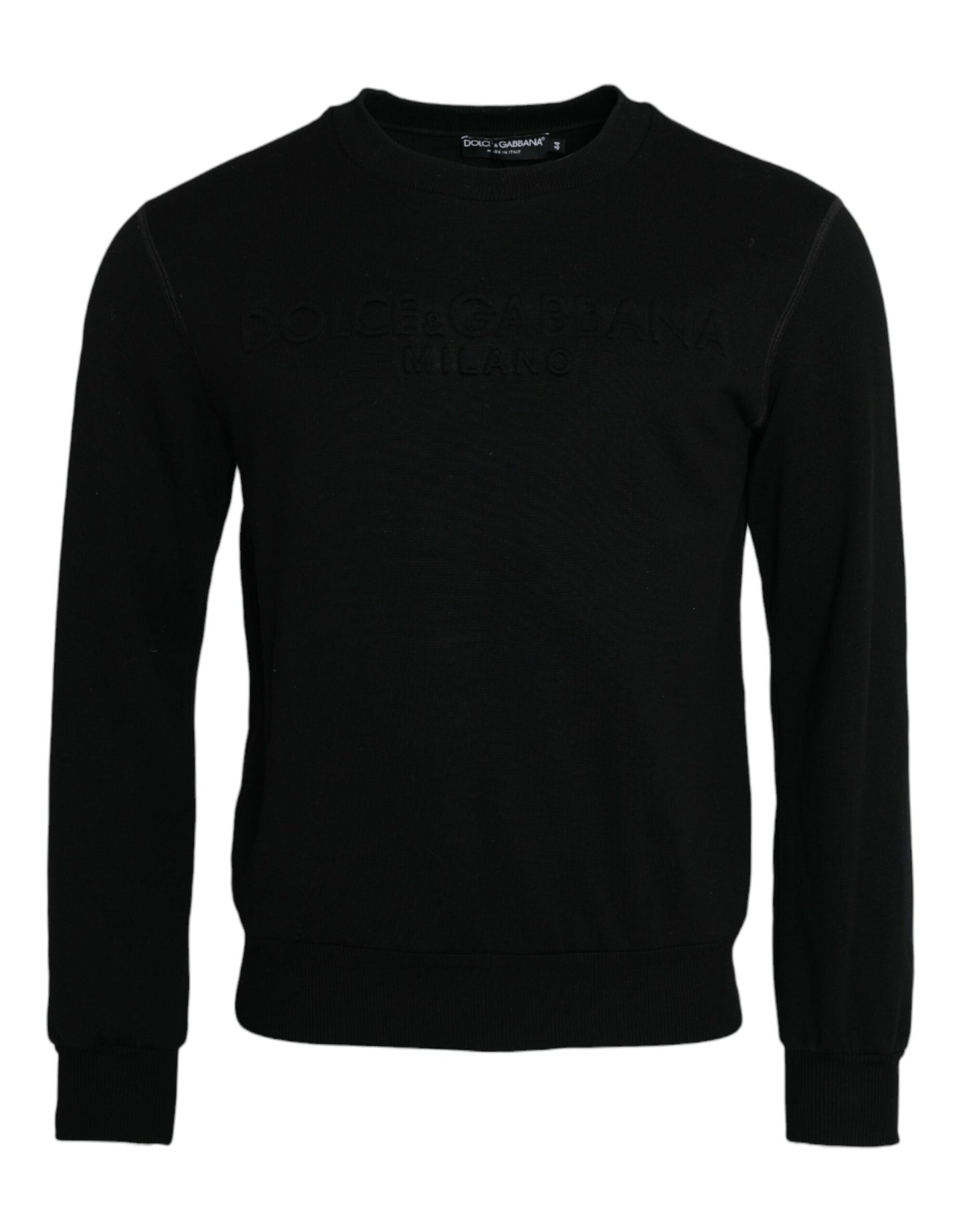 Dolce & Gabbana Schwarzes Baumwoll-Sweatshirt mit langen Ärmeln Pullover