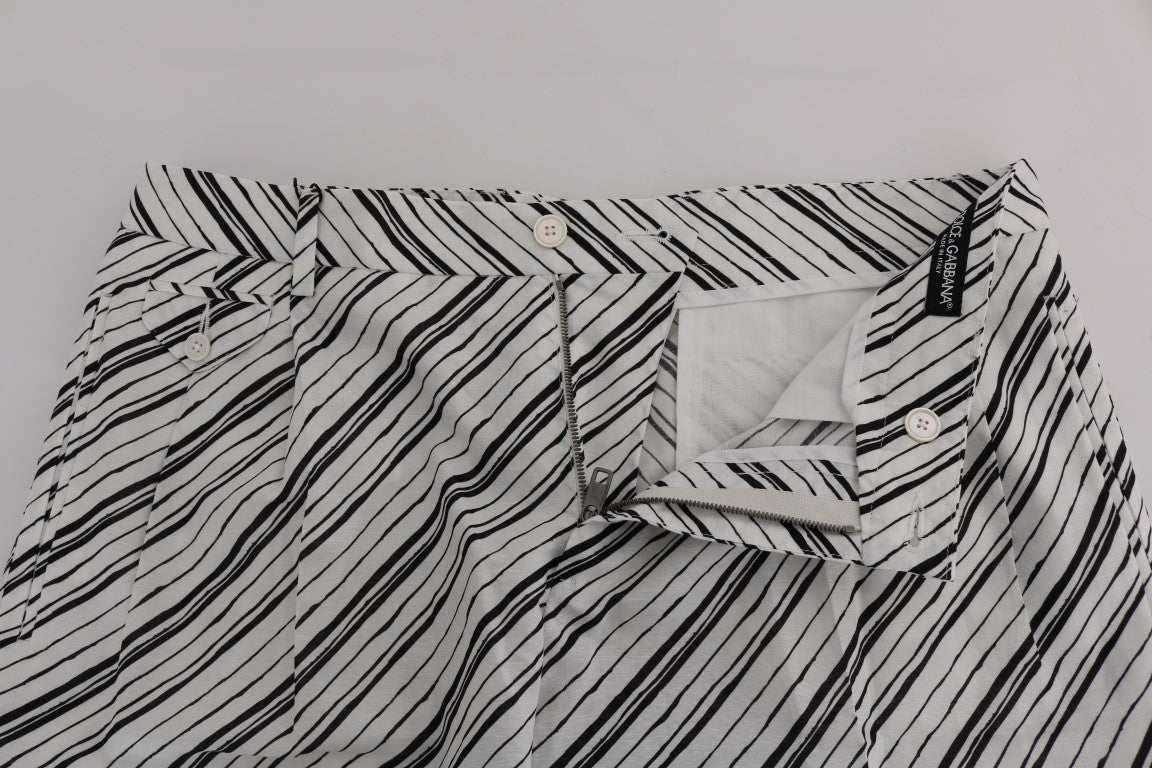 Dolce & Gabbana Weiß Schwarz Gestreifte Freizeitshorts