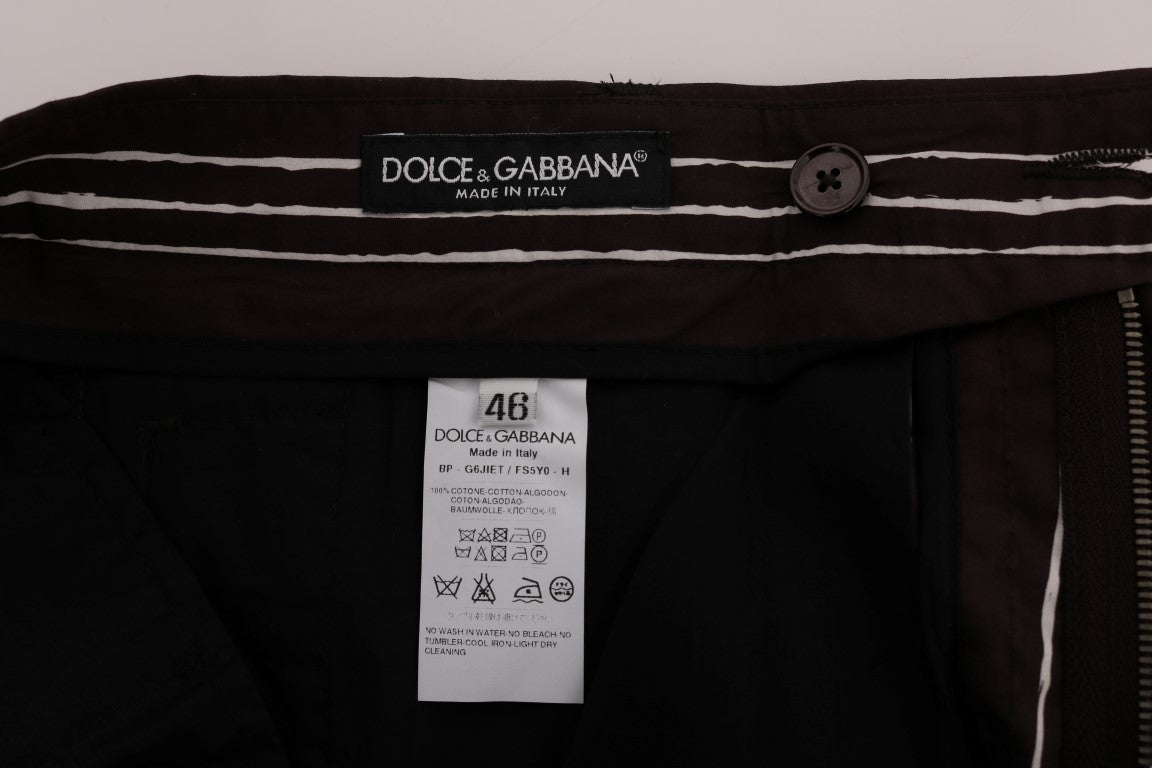 Dolce & Gabbana Bordeaux-Weiß gestreifte Hanf Casual Shorts