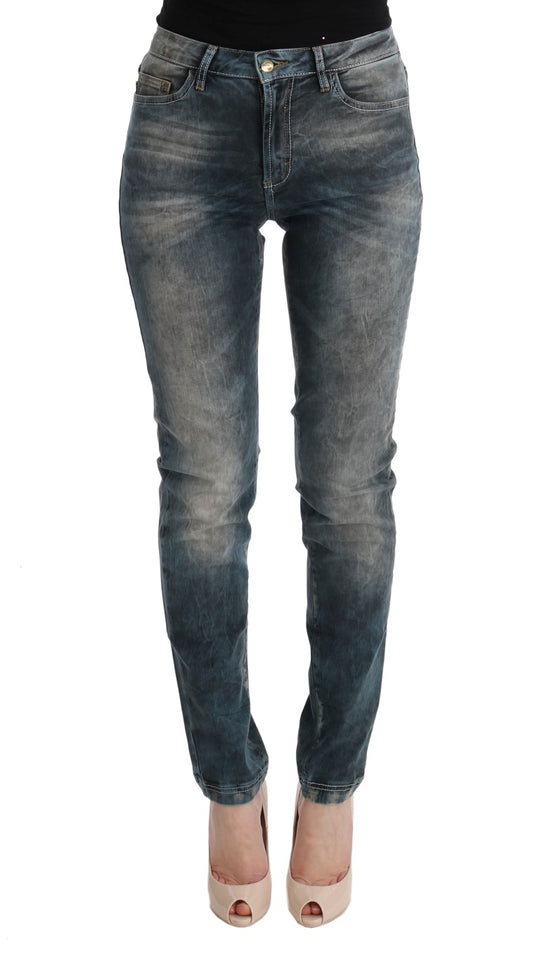 Cavalli Blaue Waschung Baumwollmischung Slim Fit Jeans