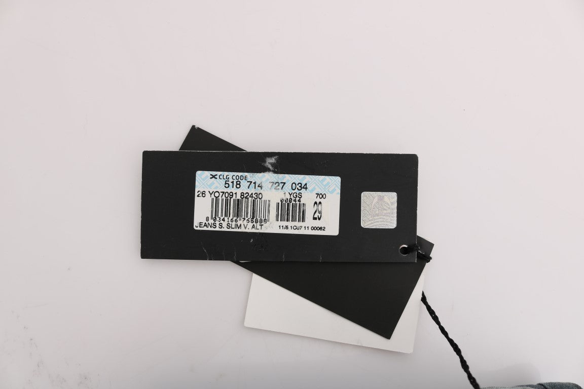 Cavalli Blaue Waschung Baumwollmischung Slim Fit Jeans