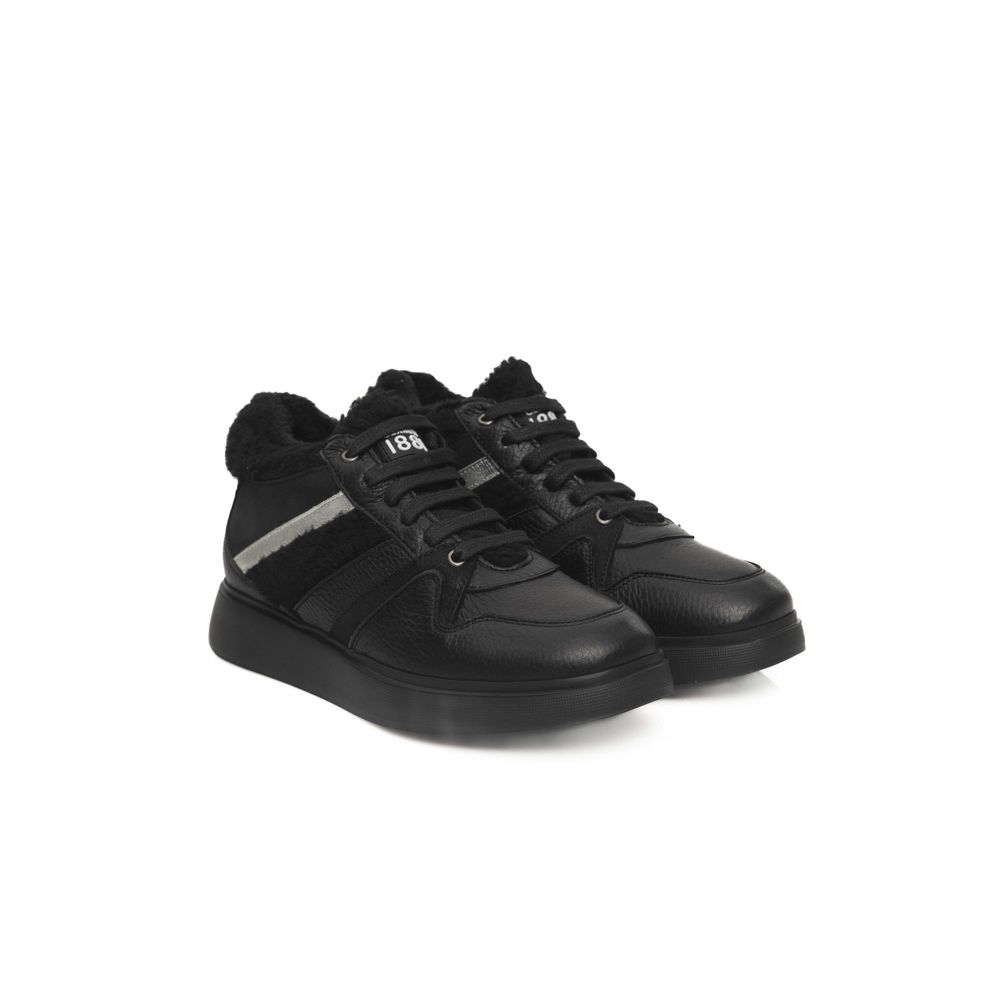 Cerruti 1881 Schwarzes Rindsleder Damen Plateau Sneaker