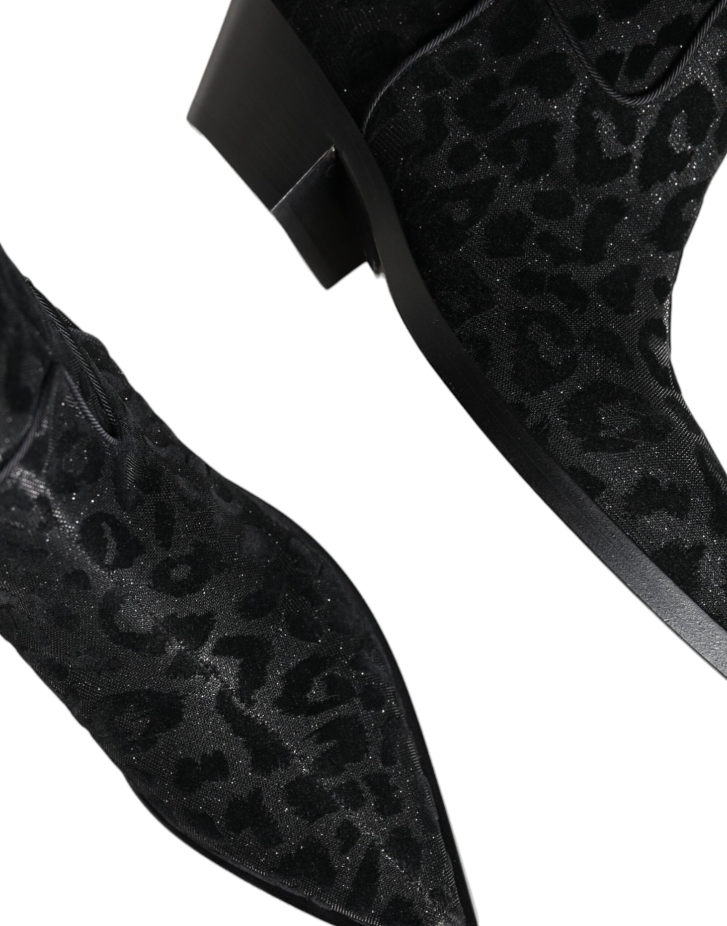 Dolce & Gabbana Schwarz Grau Leopard Cowboy Stiefel Schuhe