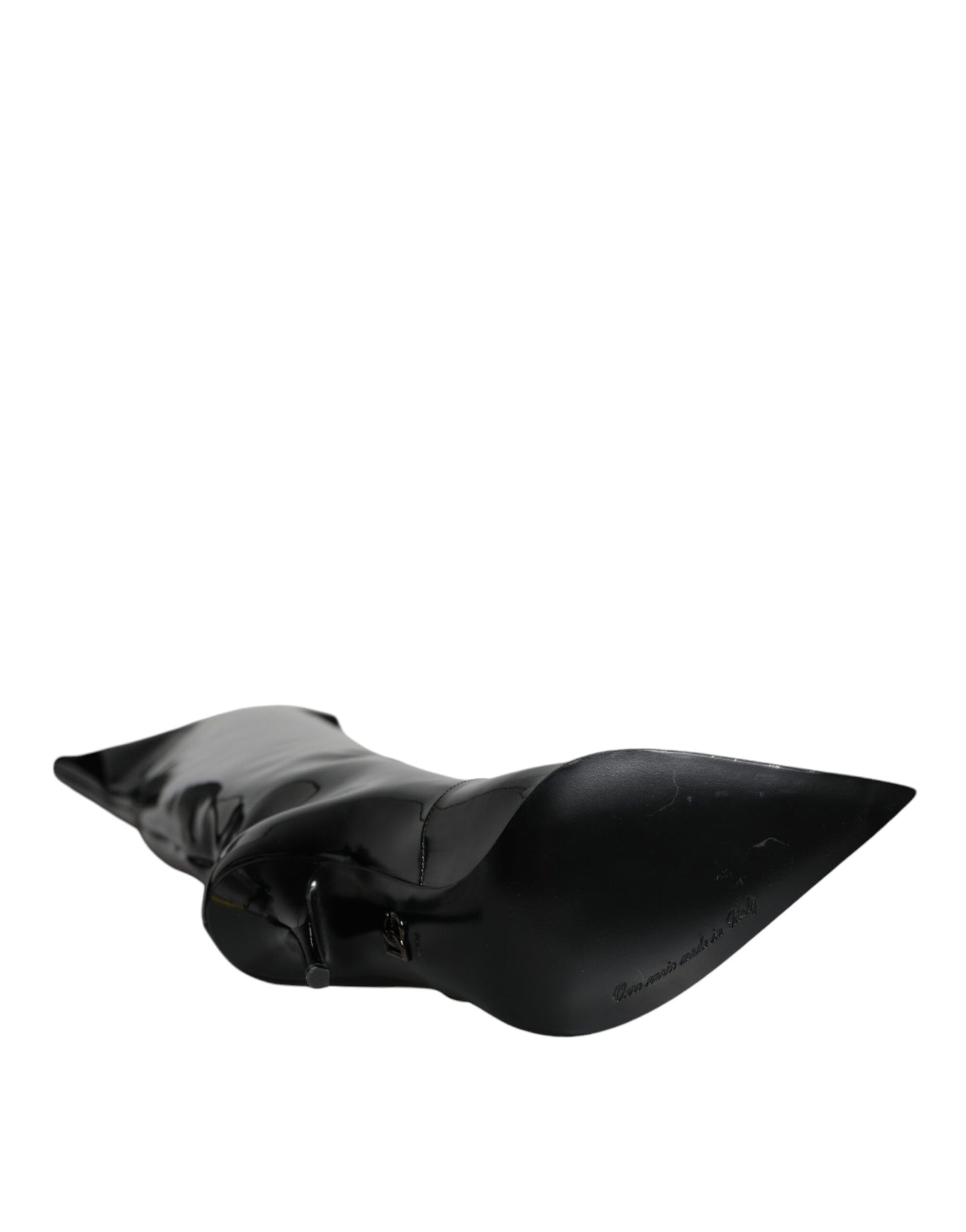 Dolce & Gabbana Schwarze Lackleder Kniehohe Stiefel Schuhe