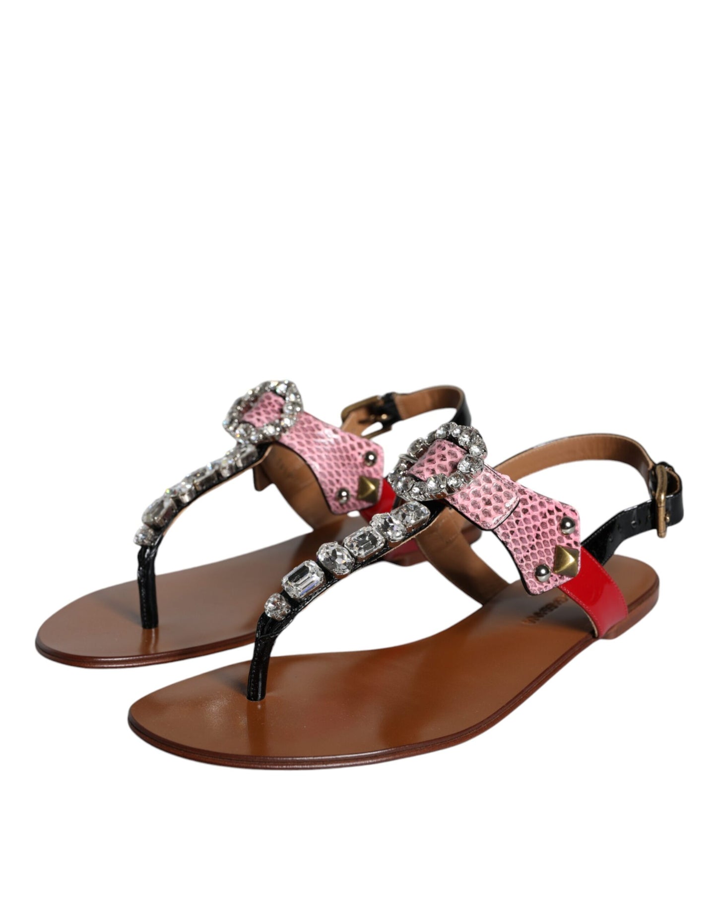 Dolce & Gabbana Multicolor Kristall Sandalen Flip Flops Schuhe