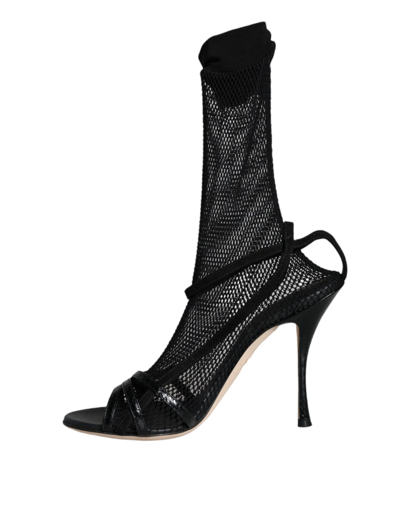 Dolce & Gabbana Schwarz Mesh Stiletto Heels Sandalen Schuhe